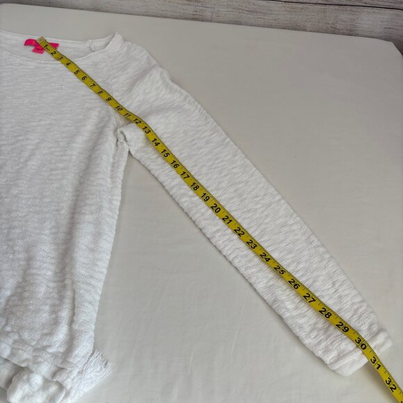 Lilly Pulitzer Jody Sweater Lightweight Textured Tassels White Large - Picture 10 of 11